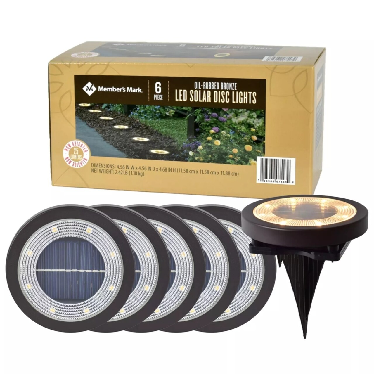 Member's Mark 6-Piece Oil-Rubbed Bronze LED Solar Disc Lights